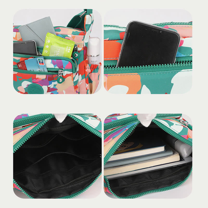 Umhängetasche aus Nylon für Damen, bedruckt, mehrfarbig, robuste Tasche
