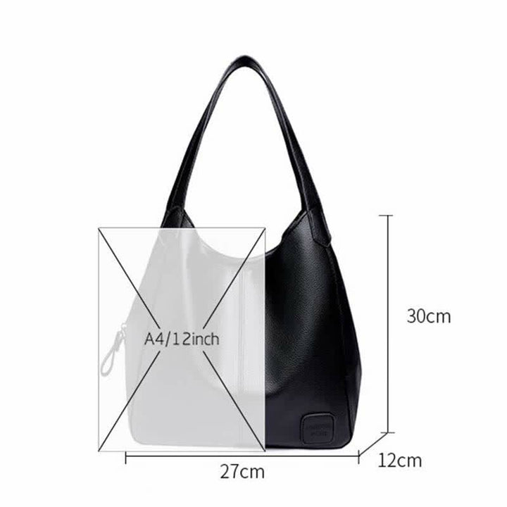 Hobo-Tasche mit drei Fächern für Damen, Schultertasche aus PU-Leder