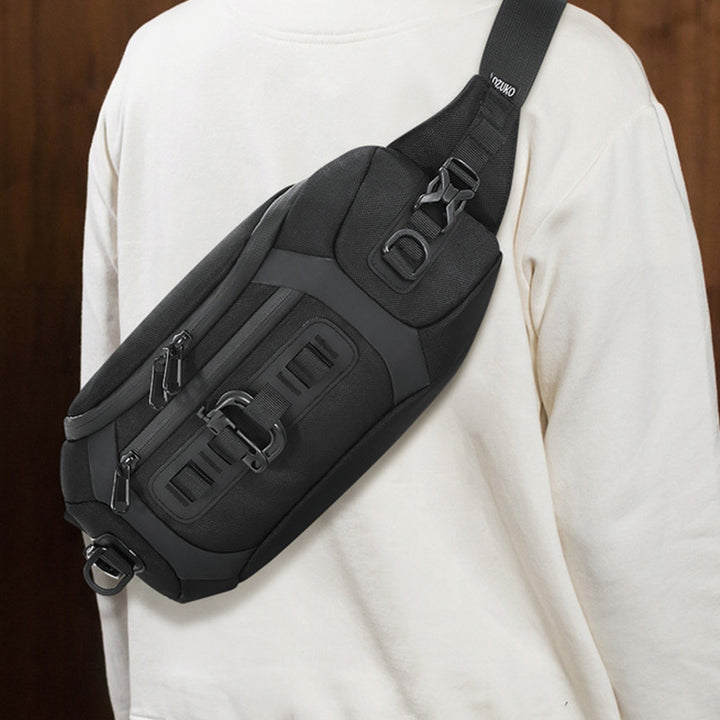 Multifunktionale Umhängetasche, Hüfttasche für Herren, Brusttasche mit mehreren Taschen