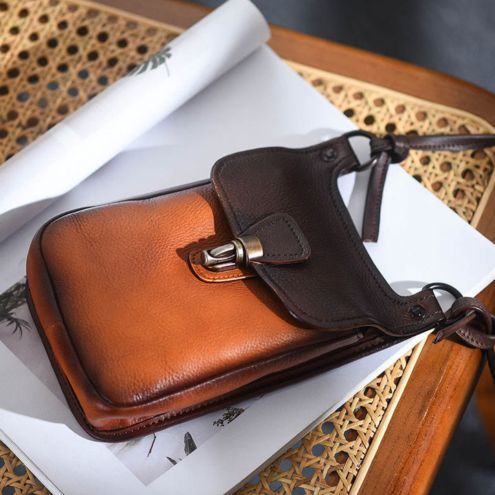 Handgemachte Umhängetasche für Frauen Mini Retro Shopping Handytasche