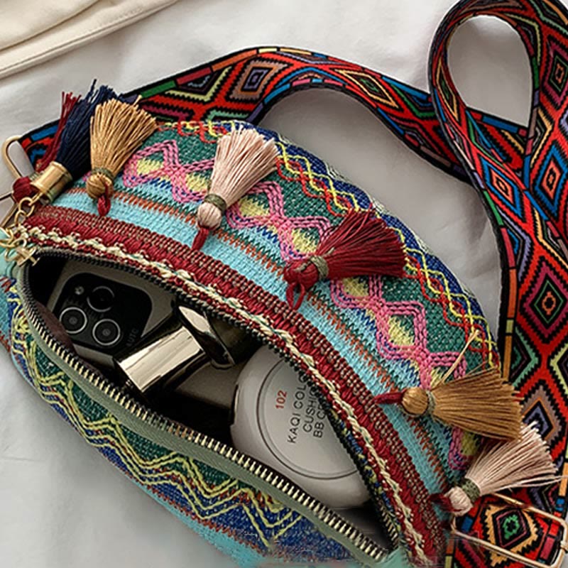 Folk Custom Sling Bag Damen Quaste Umhängetasche Brusttasche