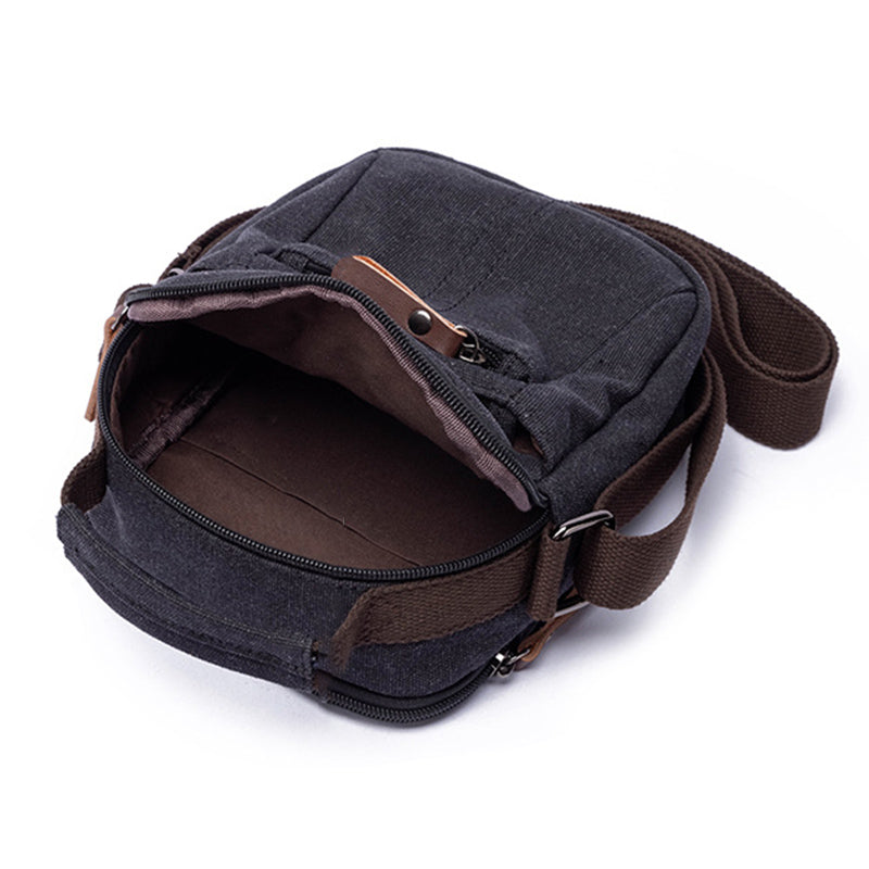 Kleine Umhängetasche aus Canvas im Vintage-Stil, mehrere Tragemöglichkeiten, lässige Schultertasche für Herren