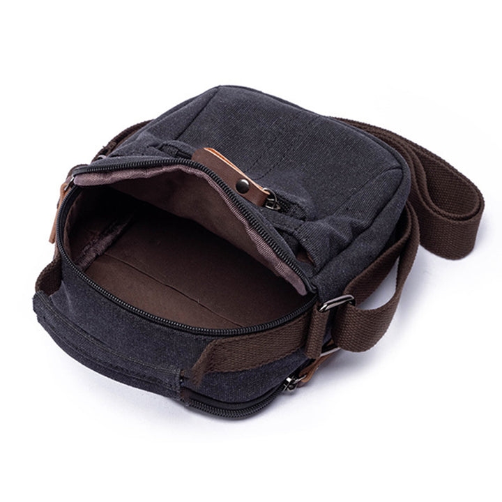 Kleine Umhängetasche aus Canvas im Vintage-Stil, mehrere Tragemöglichkeiten, lässige Schultertasche für Herren
