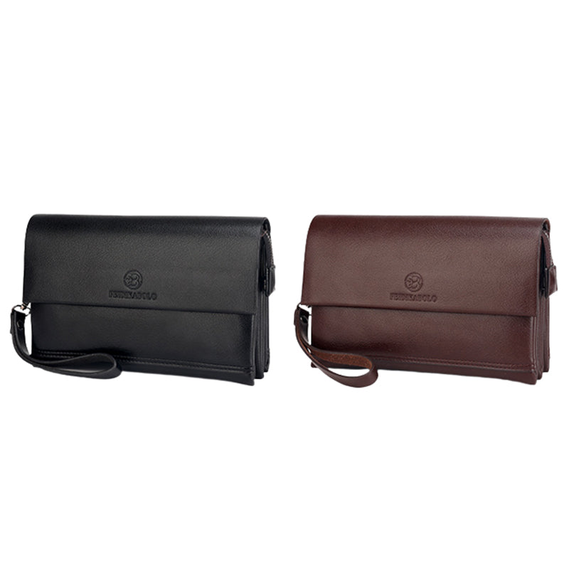Leder-Clutch für Herren mit drei Fächern, Organizer, Handgelenktasche, Geldbörse