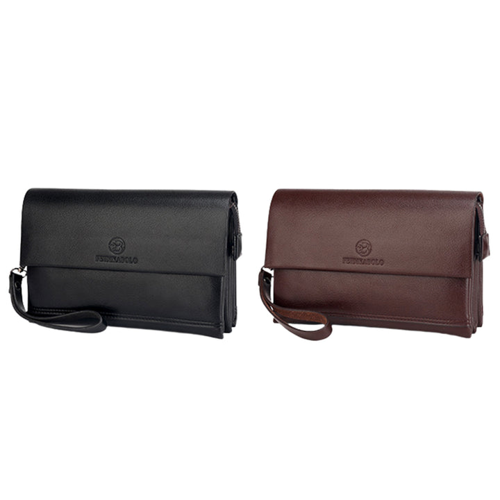 Leder-Clutch für Herren mit drei Fächern, Organizer, Handgelenktasche, Geldbörse