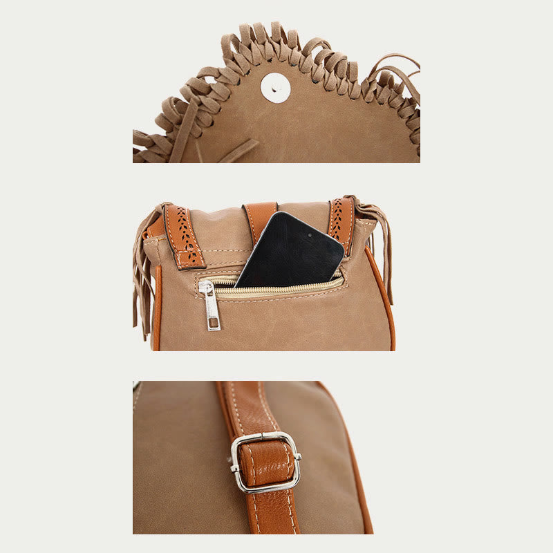 Bohemia Umhängetasche für Damen, Vintage, Quaste, Umhängetasche
