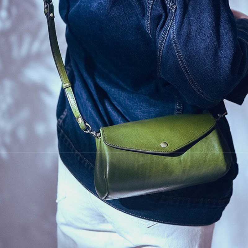 Umhängetasche für Damen, leichte Tasche aus weichem Leder mit mehreren Fächern