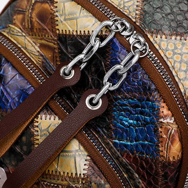 Rucksack für Frauen, Retro, Kontrastfarbe, geometrischer Reiserucksack