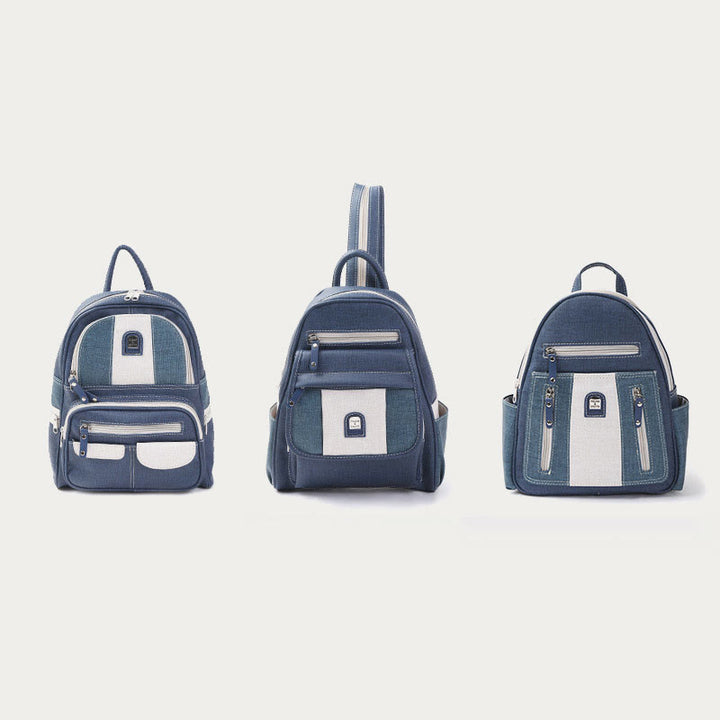 Schultertasche mit Reißverschluss für Damen, Retro, schlichter multifunktionaler Rucksack