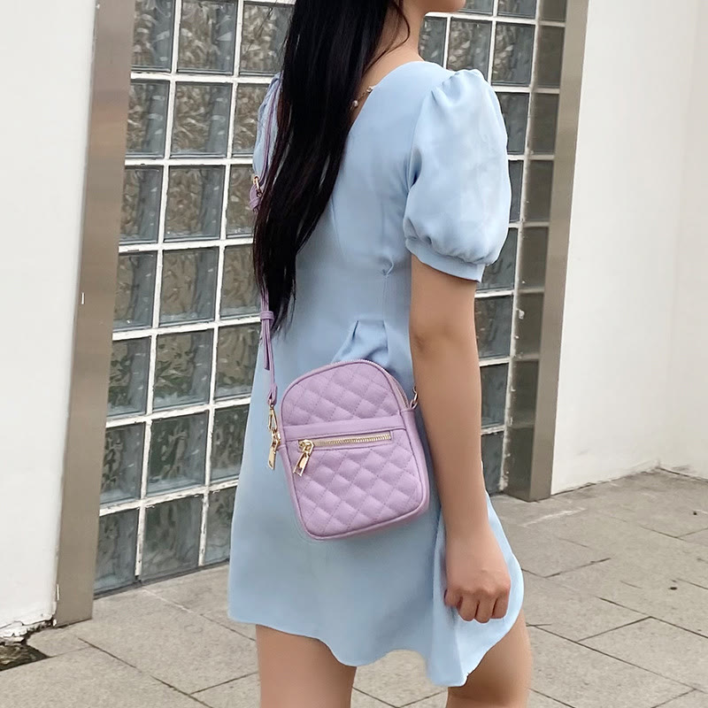 Handytasche für Damen mit Rautenmuster, einfarbig, Mini-Tasche