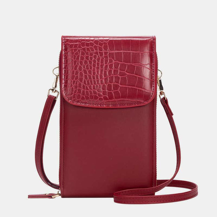 Schlanke, leichte Umhängetasche aus Leder für Damen, Handytasche, Kreditkartenhalter