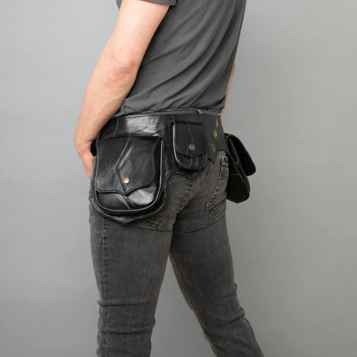 Gürteltasche für Männer mit mehreren Taschen, Nieten im Punk-Stil, Alltagstasche