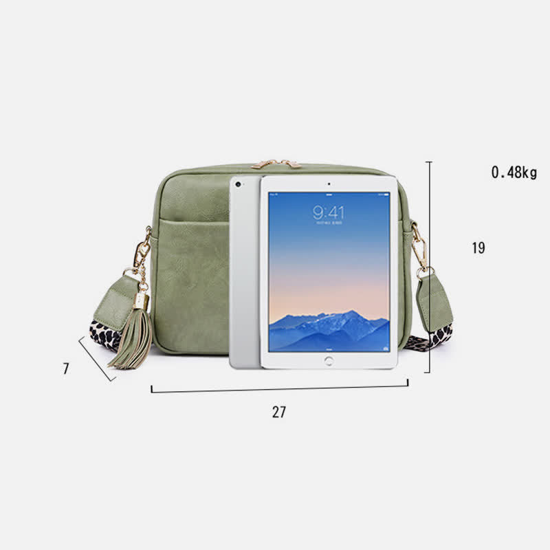 Umhängetasche für Damen, Retro-Tasche mit Quaste, PU-Leder