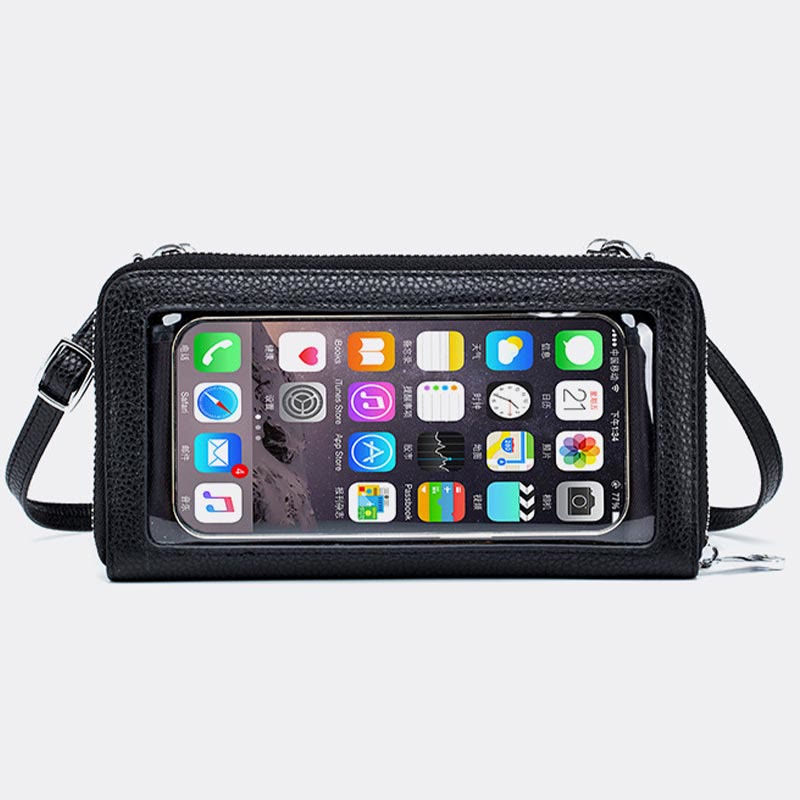 Echtes Leder Touchscreen Telefon Tasche Brieftasche Umhängetasche