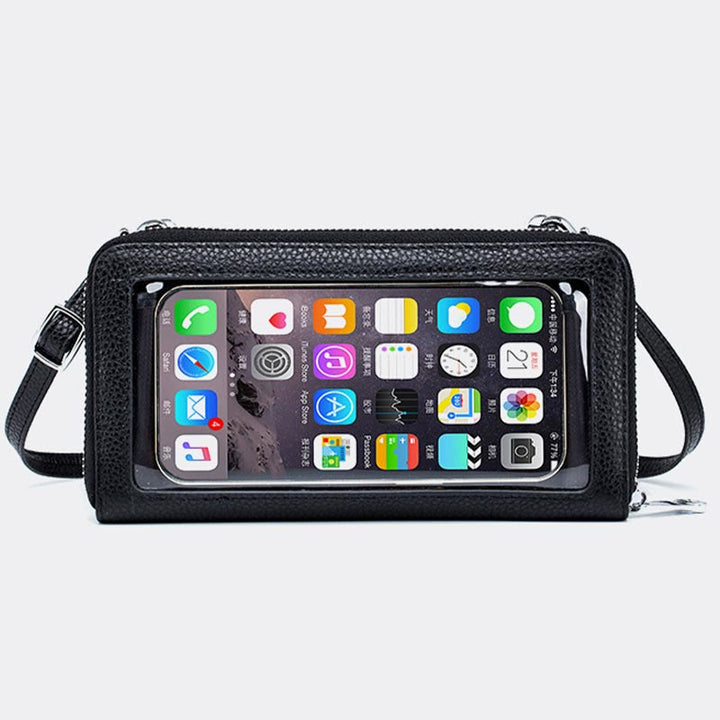 Echtes Leder Touchscreen Telefon Tasche Brieftasche Umhängetasche