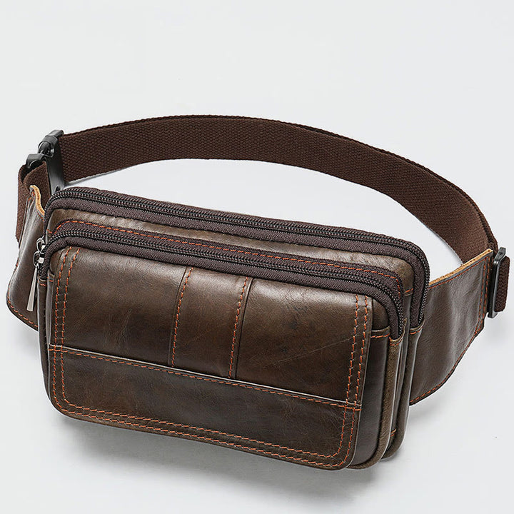 Hüfttasche für Herren, Rindsleder, Outdoor, Laufen, Umhängetasche