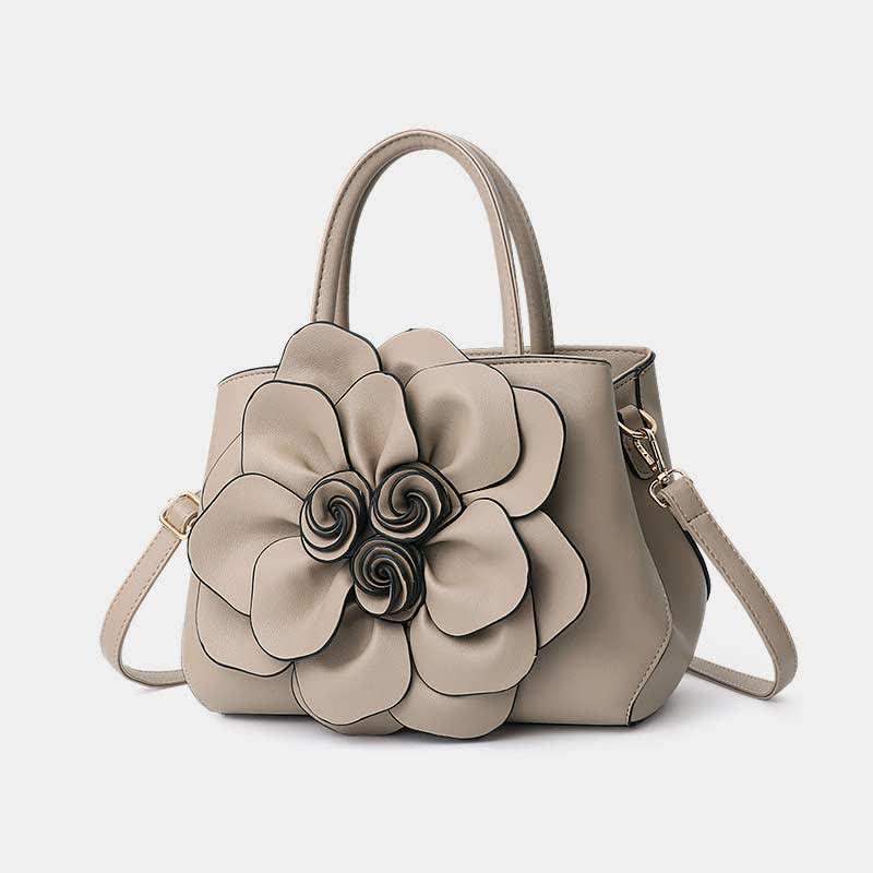 Damen Floral Elegante Schultertasche Vegan Leder Handtasche Satchel Geldbörsen