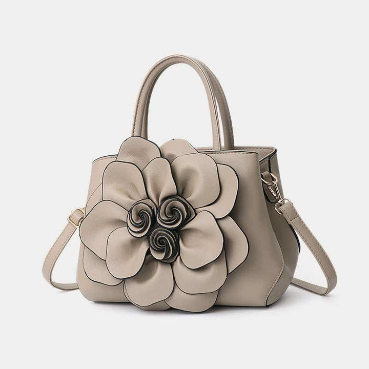 Damen Floral Elegante Schultertasche Vegan Leder Handtasche Satchel Geldbörsen