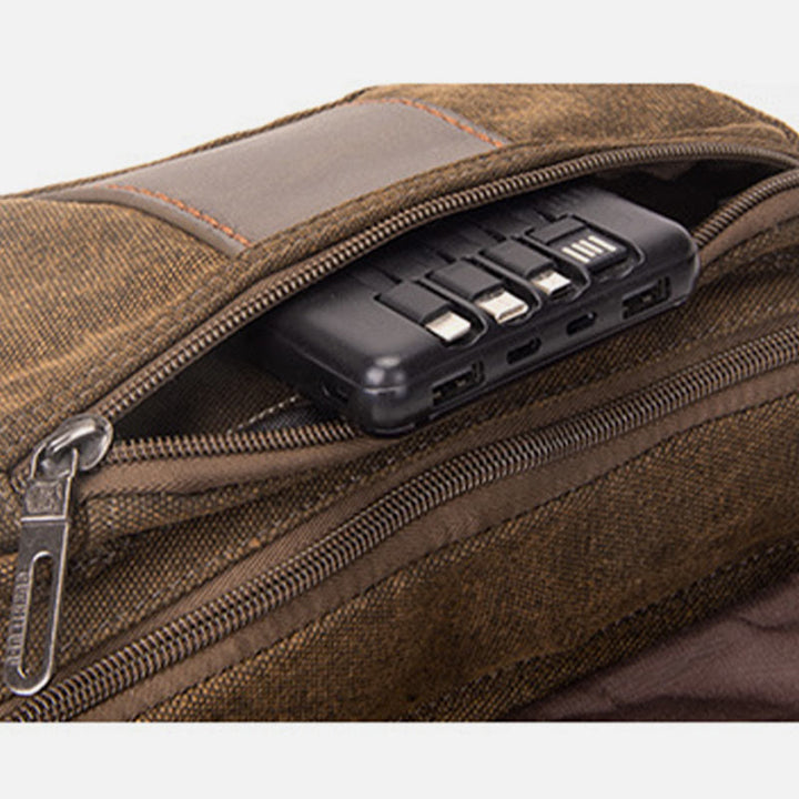 Canvas-Hüfttasche für Männer, kleine Umhängetasche im Retro-Stil, Halbmond-Tasche