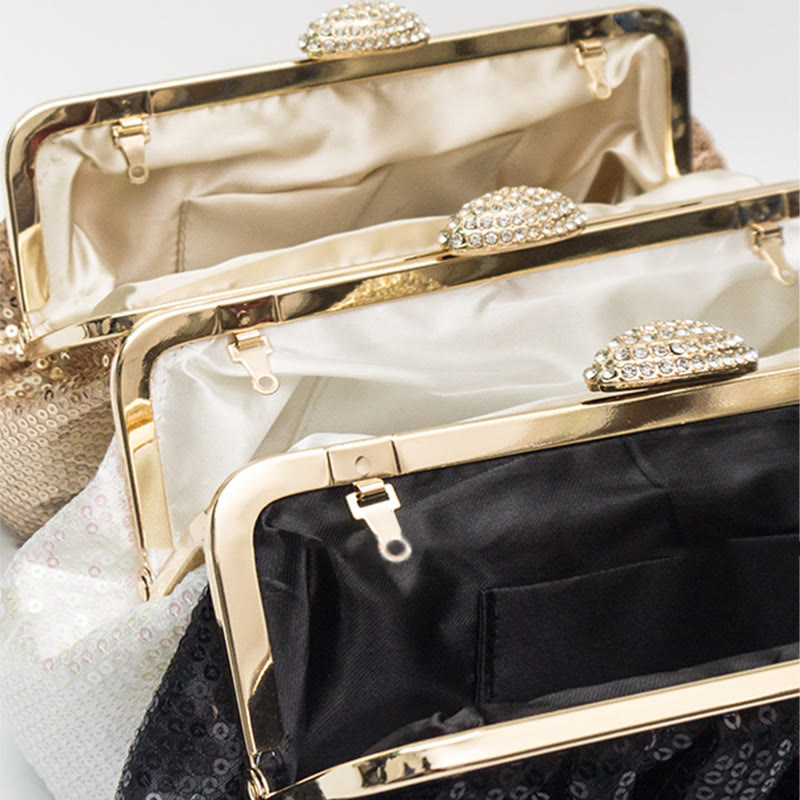 Abendtasche für Damen, mehrfarbige Party-Clutch mit Perlen, Pailletten und Diamanten