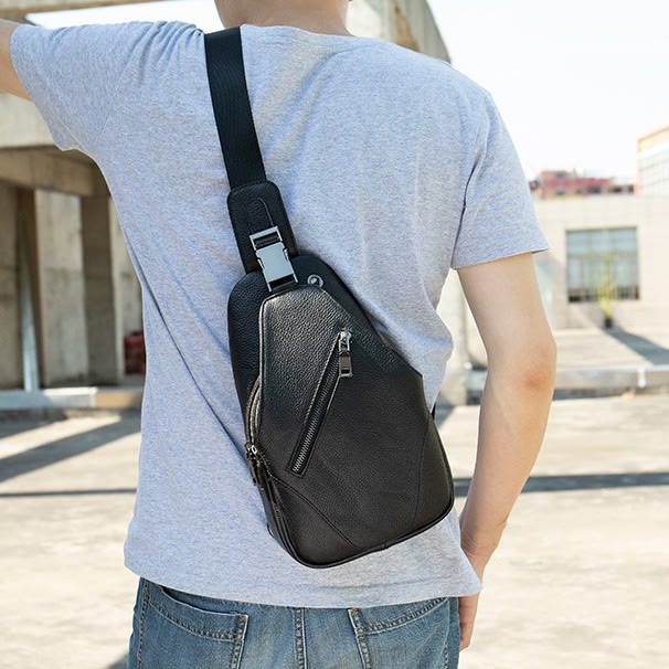 Schultertasche für Herren aus echtem Leder, lässiger Einkaufs-Tagesrucksack