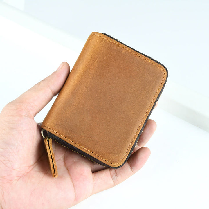 Retro Kurze Brieftasche Aus Echtem Leder Mehrere Slots Orgel