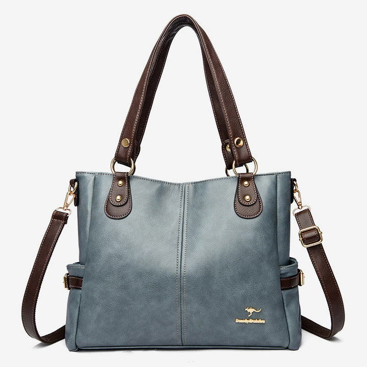 Helle Farbe Handtasche Tote Frauen Dating Große Umhängetasche Leder Geldbörse - HellStahlBlau - image 0