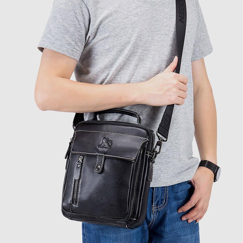 Große Kapazität Echt Leder Messenger Bag Crossbody Schulter Geldbörse Fit 9,7 in iPad