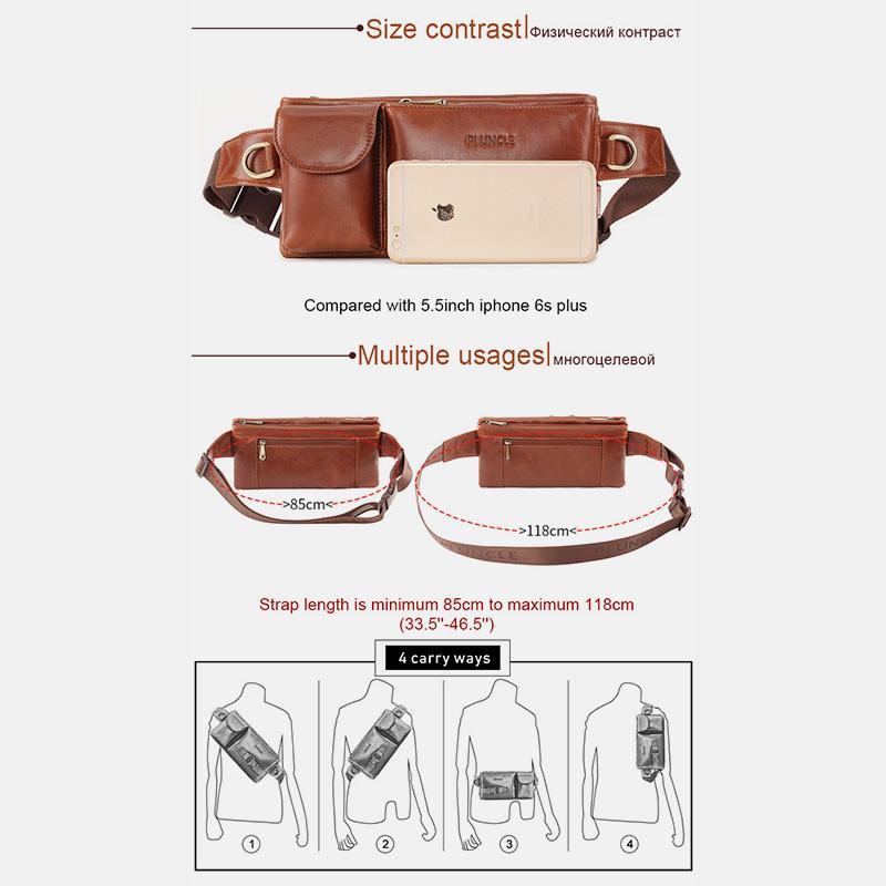 Vintage Multi-Carry Schultertasche aus echtem Leder