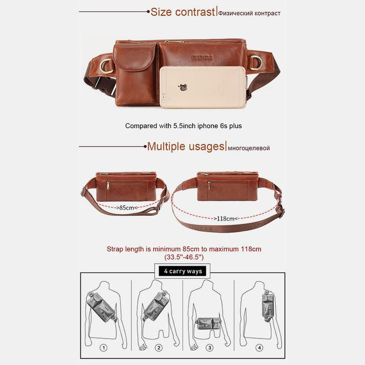 Vintage Multi-Carry Schultertasche aus echtem Leder