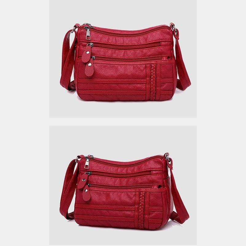 Einfarbige Umhängetasche mit mehreren Taschen