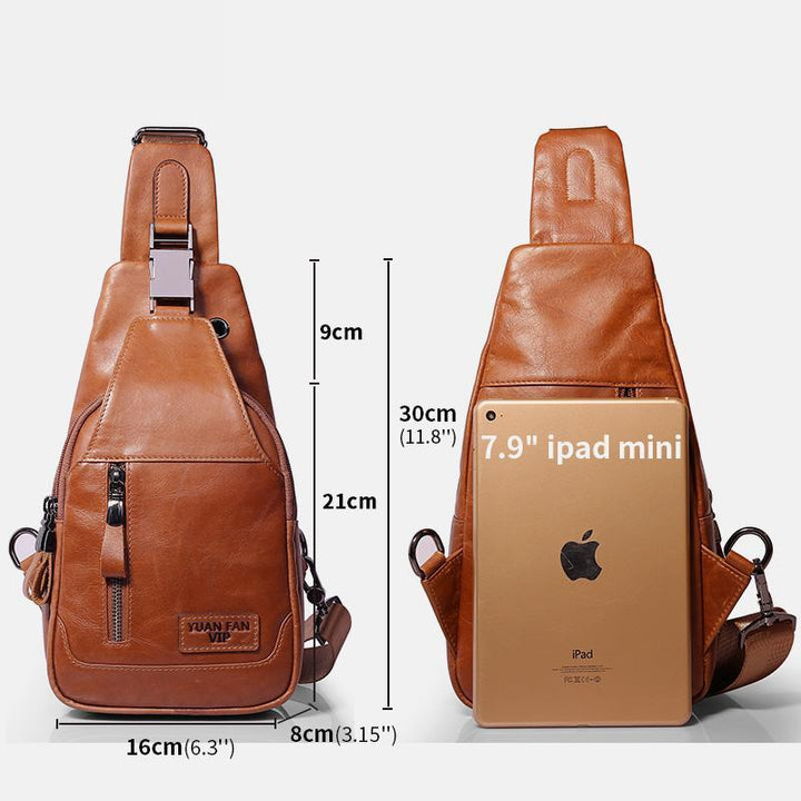 Multifunktions-Schultertasche aus echtem Leder im Vintage-Stil