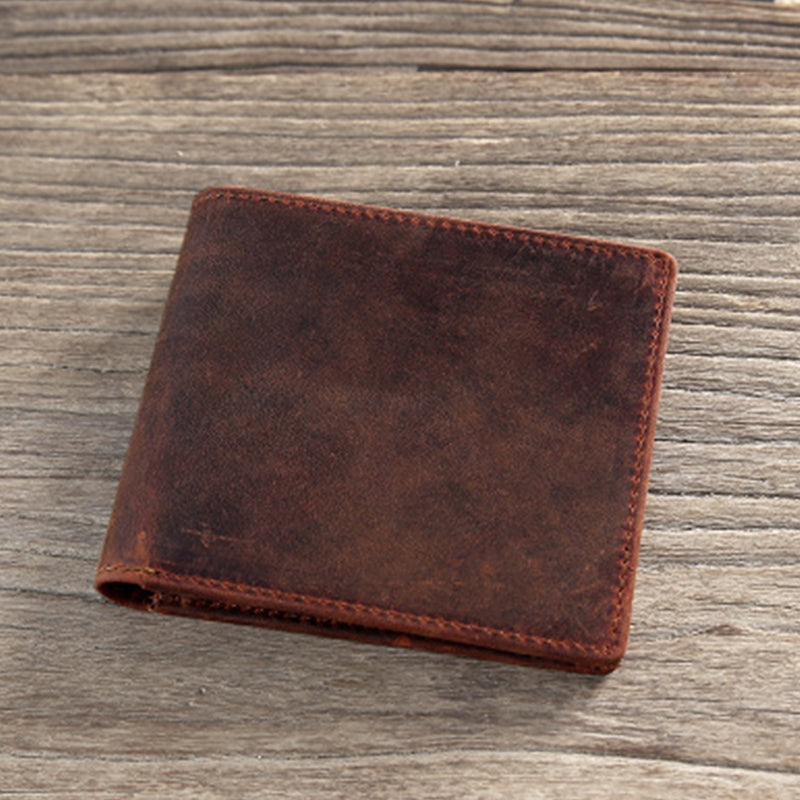 Lässige Bifold-Geldbörse aus echtem Leder im Vintage-Stil