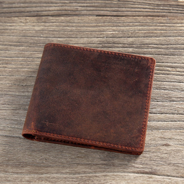 Lässige Bifold-Geldbörse aus echtem Leder im Vintage-Stil