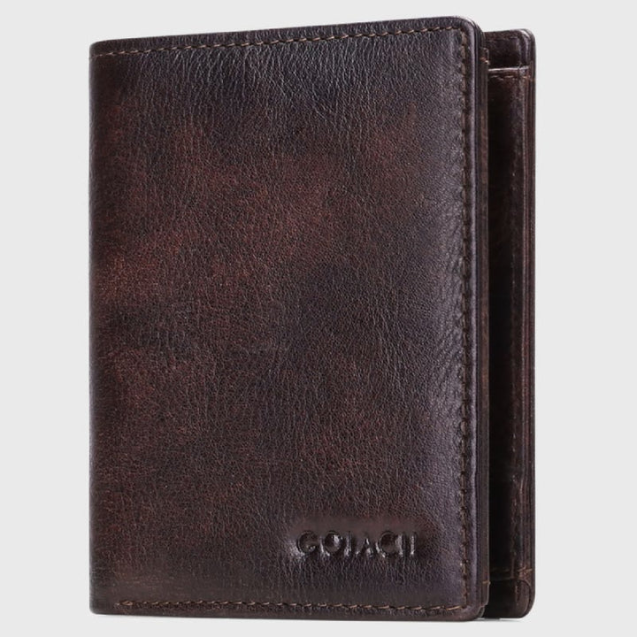 Herren Vertikale Brieftasche RFID Blocking Bifold Leder Sanfte Geldbörse