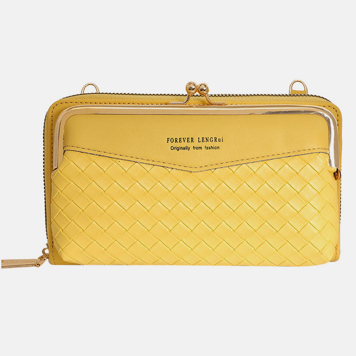 Kleine Umhängetasche Geldbörse Handytasche Damen Mini gewebtes Leder Schultertasche