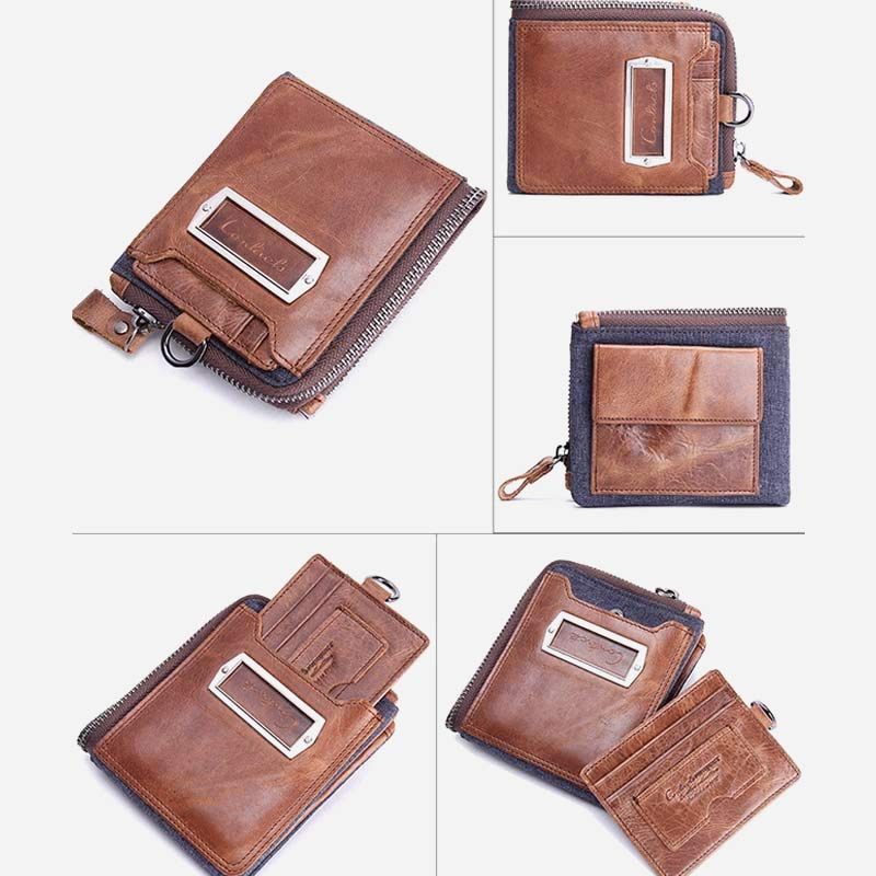 Vintage Leder Geldbörse Super geräumige bifold Kurze Geldbörse für Männer