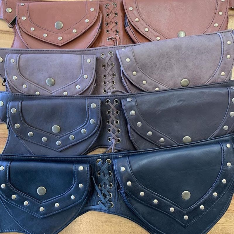 Gürteltasche für Damen, Vintage, Outdoor-Sport, genietete Gürteltasche