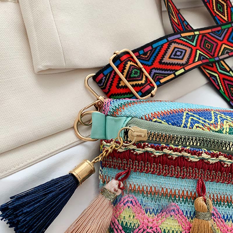 Folk Custom Sling Bag Damen Quaste Umhängetasche Brusttasche
