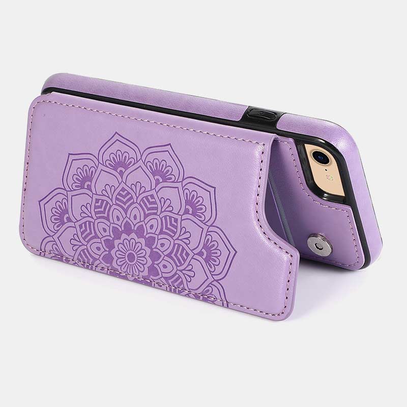Handyhülle aus Leder mit Brieftaschenformat und Kartenhalter, Sichtfenster, kompatibel mit iPhone und Samsung