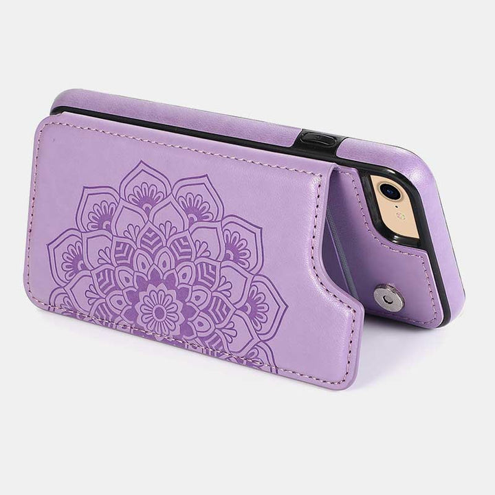 Handyhülle aus Leder mit Brieftaschenformat und Kartenhalter, Sichtfenster, kompatibel mit iPhone und Samsung