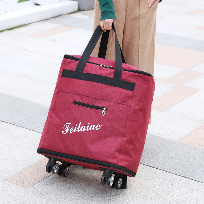 Kurzreise-Gepäcktasche mit Rollen für Damen, tragbar, konvex, Rucksack