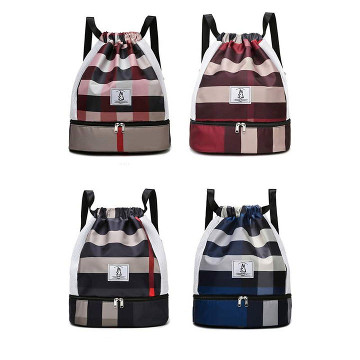 Wasserdichter Kordelzug-Rucksack, Sportsack, Mini-Reise-Tagesrucksack mit Schuhfach