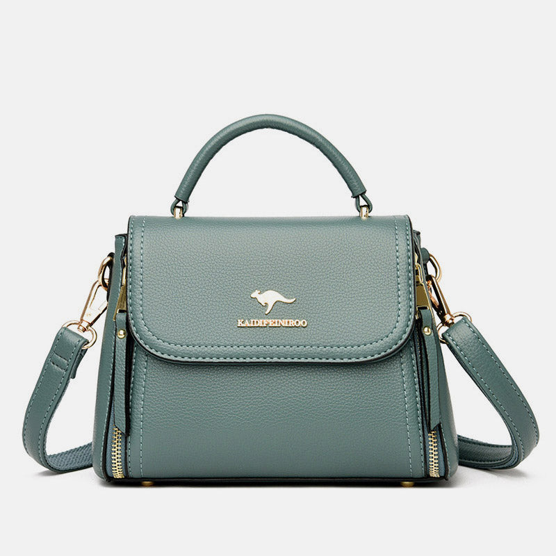 Doppelfach Top Griff Satchel Leder Umhängetasche Geldbörse Handtasche