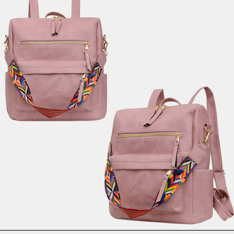 Multifunktionaler, lässiger Damen-Rucksack, Tagesrucksack aus Leder mit kariertem Muster und Schultergurt