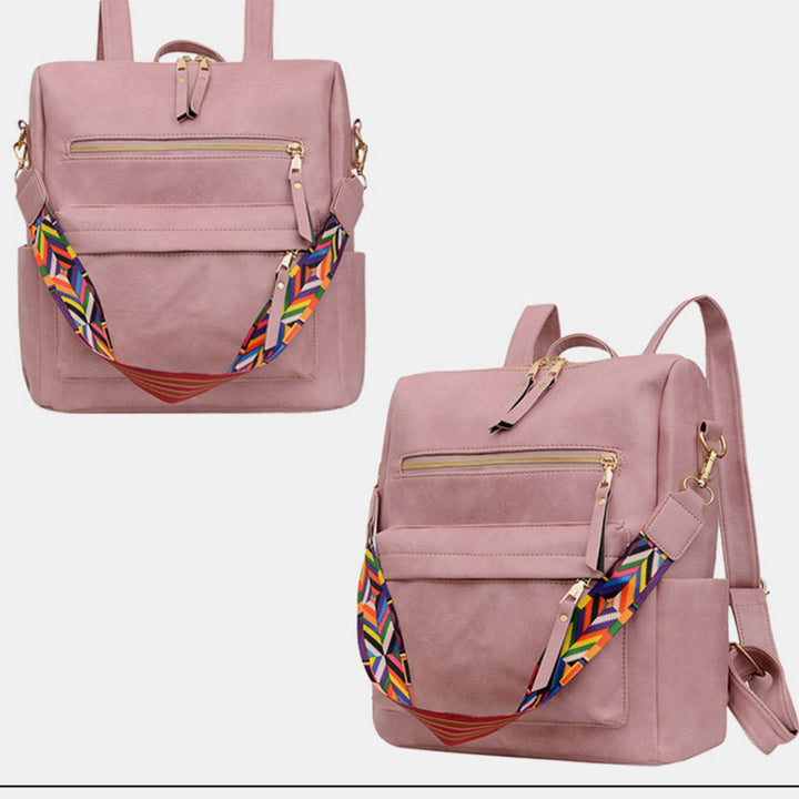 Multifunktionaler, lässiger Damen-Rucksack, Tagesrucksack aus Leder mit kariertem Muster und Schultergurt