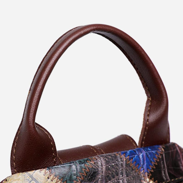Rucksack für Frauen, Retro, Kontrastfarbe, geometrischer Reiserucksack