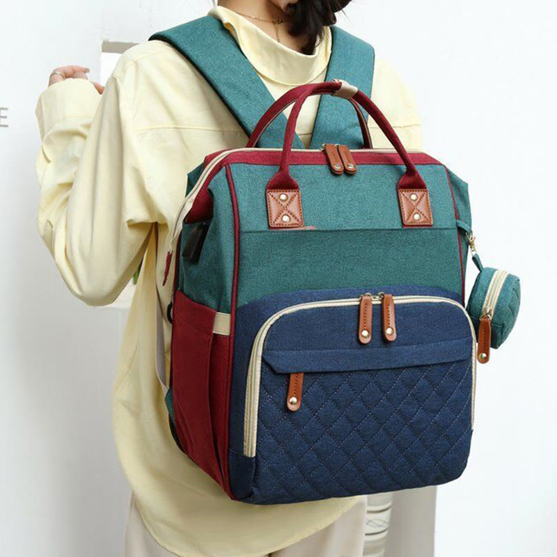 Multifunktionale Mama-Tasche mit Kinderbett, einfacher wasserdichter Oxford-Rucksack