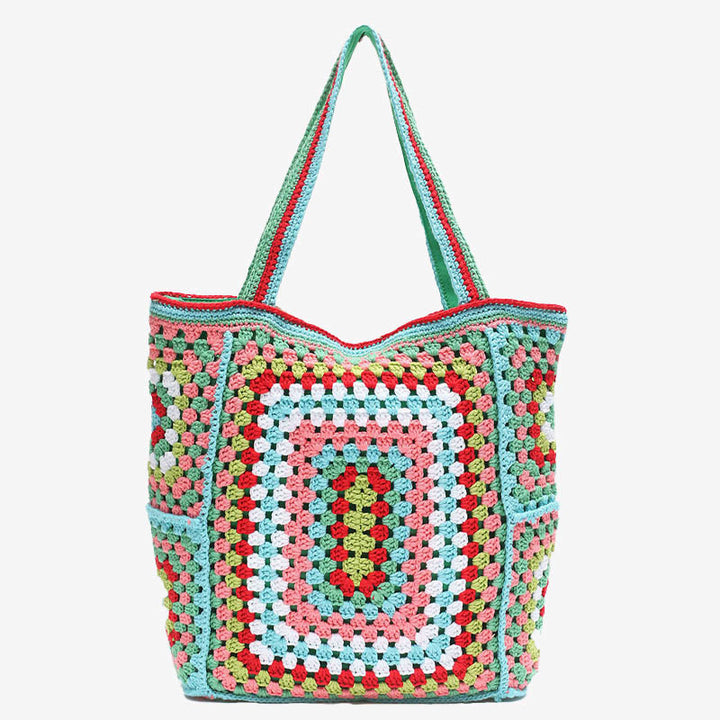 Vintage Tote für Frauen tragbare Pendlertasche handgestrickte Schultertasche