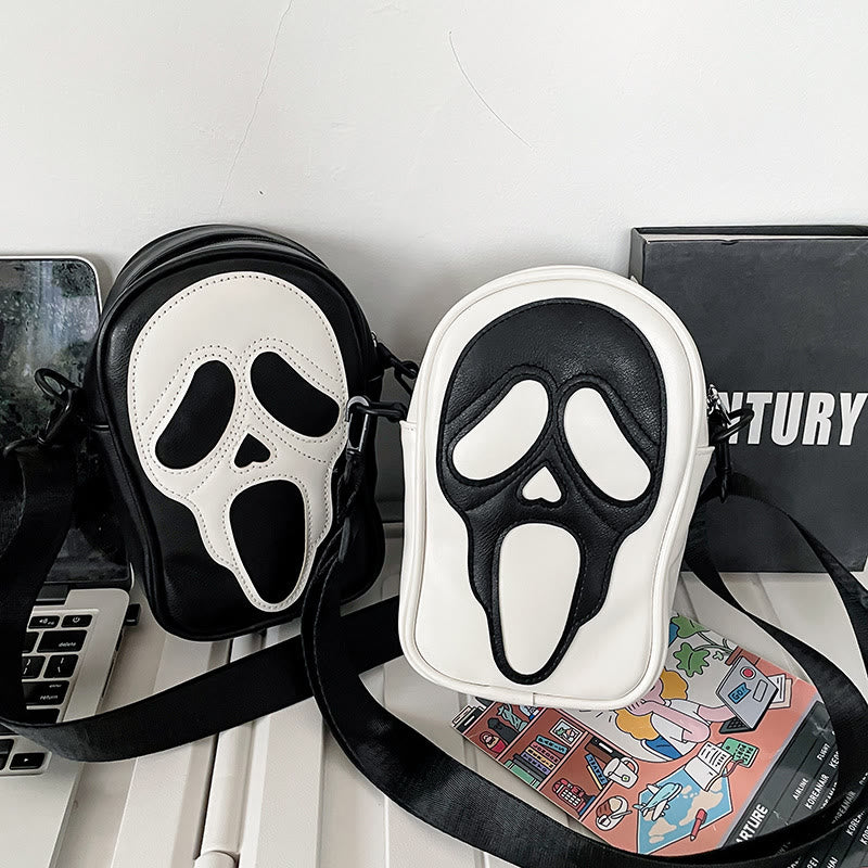 Umhängetasche für Partys, lustiges Geister-/Totenkopf-Muster, Lederpaket